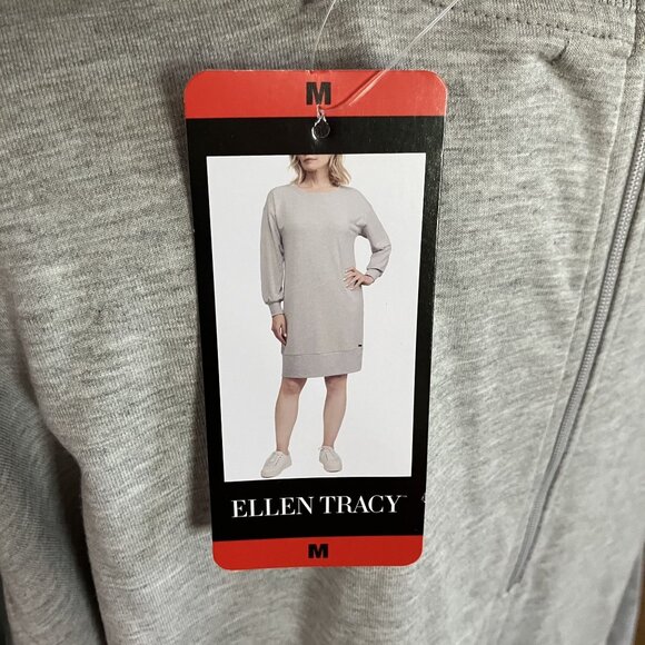 NWT Ellen Tracy Gray Long Sleeve Tunic Sweatshirt Dress Medium Women's - Picture 3 of 5
